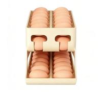 ZEPFJHE Refrigerator Eggs Dispenser Featuring Sliding Convenience and Two Tiers Organization Systems Refrigerator Eggs Holder
