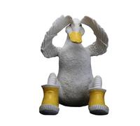 ZEPFJHE Resins Funny Duck With Rain Boot Figurine Garden Statue Cartoon Animal Ornament For Outdoor Balconies And Indoor Decors Balconies Duck Decors