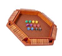 ZEPFJHE Reversible Six Sided Wooden Board Game with Dices for Family Entertainment and Educational Learning Party Game with Flipping Mechanism