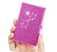 ZEPFJHE Rhinestones Business Card Case Aluminum Alloy Business Card Case Pocket Wallet Organizers Hold 10-20 Sheet Conference Organizers with Rhinestones
