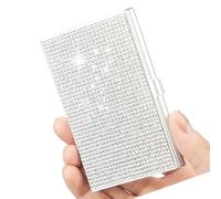 ZEPFJHE Rhinestones Business Card Case Aluminum Alloy Business Card Case Pocket Wallet Organizers Hold 10-20 Sheet Conference Organizers with Rhinestones