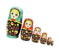 ZEPFJHE Russian Nesting Doll 6 Layers Wooden Folk Art Toy Girl Creative Educational Stacking Activity Collectible Figure Hand Painted Matryoshka