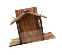 ZEPFJHE Rusty Garden Squirrels Food Dispenser Weather Resistant Wood with Double Access Holes and Secure Mounting Wildlife Corn Holder Feeders Rusty Garden Squirrels Dispenser