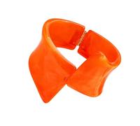 ZEPFJHE Sculptural Cuff Bangle with Bold Asymmetric Curved | Rear Hinge Opening, Continuous Sculptural Curves, Glossy Translucent Marbling, Distinctive Decorative Wrist Accent
