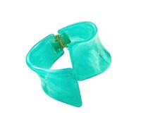 ZEPFJHE Sculptural Cuff Bangle with Bold Asymmetric Curved | Rear Hinge Opening, Continuous Sculptural Curves, Glossy Translucent Marbling, Distinctive Decorative Wrist Accent