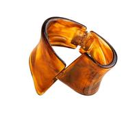 ZEPFJHE Sculptural Cuff Bangle with Bold Asymmetric Curved | Rear Hinge Opening, Continuous Sculptural Curves, Glossy Translucent Marbling, Distinctive Decorative Wrist Accent