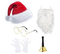 ZEPFJHE Set Of 5pcs Professional Santa Outfit Holiday Cosplay Suit Including Christmas Hat & Elasticated White Beard & Gloves