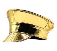ZEPFJHE Shimmering Captain Hat For Adult PatentLeather Cap For Bachelorette Party Music Festival Carnivals Costume Captain