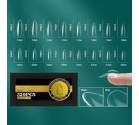 ZEPFJHE Short French Styles Gel Nails Tips Transparent Multiple Size Option Gel Nails Extensions For Seamless Application