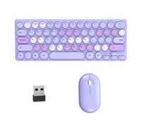 ZEPFJHE Silents Clicks Keyboards Set Round Retro Keycaps 2.40G Connectivitys Portable For Desktop Office Travel Use Multiple Device Keyboards Combo