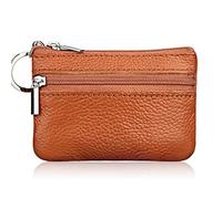 ZEPFJHE Single Zipper Purse Genuine Leather Female Male Birthday Gift Supplies Small Change Bag for Outdoor Traveling Camping Clear Wristlet