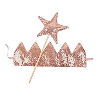 ZEPFJHE Sparkling Crown Headwear & Star Wand Set For Baby Showers Birthday Party Infant Girl Fairy Stick For Stage Performances Princess Crown Hairband