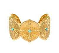 ZEPFJHE Stackable Geometric 18K Gold Plated Stainless Steel Allergy Resistant Jewelry Retro Design Formal Casual Wear Polished Edge Stainless Steel Elegant