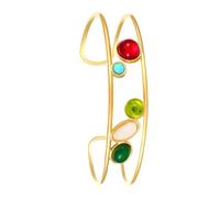 ZEPFJHE Stackable Geometric 18K Gold Plated Stainless Steel Allergy Resistant Jewelry Retro Design Formal Casual Wear Polished Edge Stainless Steel Elegant