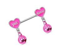 ZEPFJHE Stainless Steel Nipple Rings Heart Piercing Barbell | Naughty Words Nipple Studs