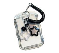 ZEPFJHE Star Charm Card Holder with Spring String Credit Sleeves Clear Water Resistant Sleeves Clear Protectors Student Card Wallet