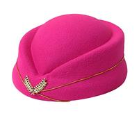 ZEPFJHE Stewardess Hat Formal Uniform Caps Accessory Party, Rose Red