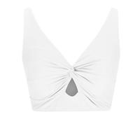 ZEPFJHE Stretchy Nylon Activewear Brief Single Color Swim Top Swimming Crop Top for Various Body Water Enjoyment Knotted Twist Cut Out