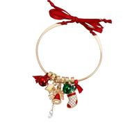 ZEPFJHE Stylish Alloy Wrist Bangle Adorned With Jinglings And Festive Charm For Seasonal Holiday Celebrations Christmas Charm Multi Pendant