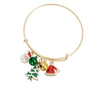 ZEPFJHE Stylish Alloy Wrist Bangle Adorned With Jinglings And Festive Charm For Seasonal Holiday Celebrations Christmas Charm Multi Pendant