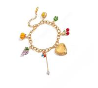 ZEPFJHE Stylish Multilayer Simulated Fruit Design Stainless Steel Adjustable Chain For Casual Party Or Office Occasions Lightweight Multilayer Stainless Steel