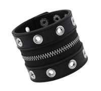 ZEPFJHE Stylish Punk Rock Wide Strap In Soft PU Leather With Metallic Studs And Zipper Designs Fashionable Punk Accessory With Zipper Detail