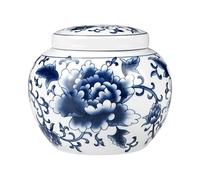 ZEPFJHE Traditional Ceramic Memorial Urn with Floral Motifs Purpose Home & Display Heat Released Ceramic Cremation Jar Permanent Plan