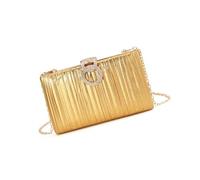 ZEPFJHE Trendy Metallic Pleated Evening Bag Purse Secure Rhinestones Compact Size Party Accessory Shimmering Pleated Bag Purse