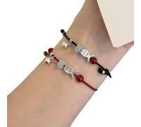 ZEPFJHE Twin Fish Motifs Braided Rope Bracelets Soft Black Red Threaded Handmade Couple Friendship Accessories For Fashion Lover Black Red Cord Her
