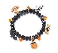 ZEPFJHE Unique Charm with Crystal Accent Alloy Design Wristband Jewellery for Halloween Parties and Gifts Pumpkin Bat Charm