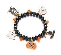 ZEPFJHE Unique Charm with Crystal Accent Alloy Design Wristband Jewellery for Halloween Parties and Gifts Pumpkin Bat Charm