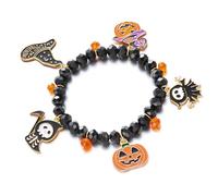 ZEPFJHE Unique Charm with Crystal Accent Alloy Design Wristband Jewellery for Halloween Parties and Gifts Pumpkin Bat Charm