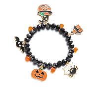 ZEPFJHE Unique Charm with Crystal Accent Alloy Design Wristband Jewellery for Halloween Parties and Gifts Pumpkin Bat Charm