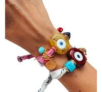 ZEPFJHE Unisex Steel Chain Charm Adjustable Wristband For Men And Women Vintage Inspired Jewelry Customizable Charm