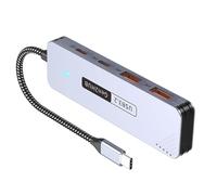 ZEPFJHE USB C Aluminum Heat Dissipation 10Gbps Data Transfer 2x Type +2x Adapter Power Delivery For Computer Tablets Portable Splitter Aluminum