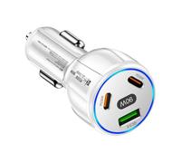 ZEPFJHE USB C Car Phone Charging For 16 15 Cellphone Tablet 3-Port Double Type-C & USB-A Car Power Adapter Fast Charging Adapter Fast