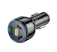 ZEPFJHE USB C Car Phone Charging For 16 15 Cellphone Tablet 3-Port Double Type-C & USB-A Car Power Adapter Fast Charging Adapter Fast