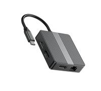 ZEPFJHE USB C Docking Station 4K 60Hz HDTV Fast Charging Aluminum 2xUSB3.2+USB C Converter For Laptop Tablet PC Aluminum Docking Station