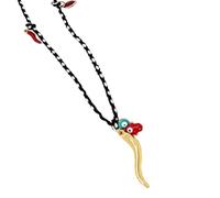 ZEPFJHE Vibrant Cotton Rope Choker Necklace Elegant Cotton Rope Choker Necklace With Protective Peppers Devil Eye For Ladies