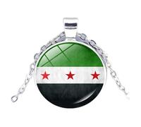 ZEPFJHE Vibrant Syrian Flags Necklace Jewelry Exquisite Syrian Flags Necklace Symbolizing Heritages For Collectors Commemorative Jewelry