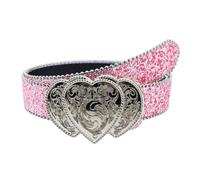 ZEPFJHE Waist Belt Engraved Buckle for Cowgirl with Heart Vintage Belt Hot Girl Waist Chain Oversize Belt, Pink, Large