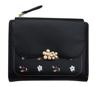 ZEPFJHE Women Aesthetic Floral Print Small Purse PU Leather Short Wallet Cash Pocket Multiple Slots Card Holder Money Purse