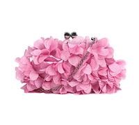 Zeph Hosea Flowers Evening Clutch Purse Kiss Lock Wedding Party Bag Chain Crossbody Shoulder Purse, Pink, One Size