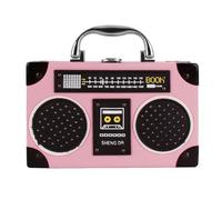 Zeph Hosea Women Retro Radio Tape-shaped Evening Handbag Party Clutch Purse Chain Shoulder Bag, Solid Pink