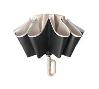 ZephaGuard Compact Inverted Umbrella with Never Forget Carabiner Handle - Travel Umbrella Windproof Strong, Reverse Umbrellas for wind rain, Auto Open Close, 10 Rib Durable Frame for Women Men (White)