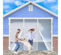 Zephra Double Door Magnetic Fly Screen, 140x210 cm Double-Sided Opening Screen for Sliding Door Heavy Duty Hands Free Mesh Net Partition Keep Bug Out, Anti Mosquito Insect Mesh Fly Curtain White