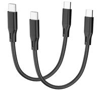 ZEPHY Short USB C to USB C Cable 30CM, 2Pack 0,3M 60W USB C Cable Fast Charging Charger USBC Lead for iPhone 15 Pro Max Samsung Galaxy S24 Ultra S24 S23 S20 Note 20 A54 A70 A71 - Black