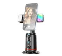 Zephylix - Auto Face Tracking Phone Tripod with Gesture Control, No App Required, 360° Rotatable Auto Tracking Phone Holder with 2 LED Lights