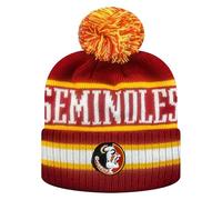 Zephyr NCAA Team Color-Retro Logo -Cuffed Knit Skully Beanie Pom Hat-Florida State-One Size Fits Most