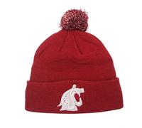 Zephyr NCAA Washington State Cougars Pom Knit Beanie, Adjustable, Team Color